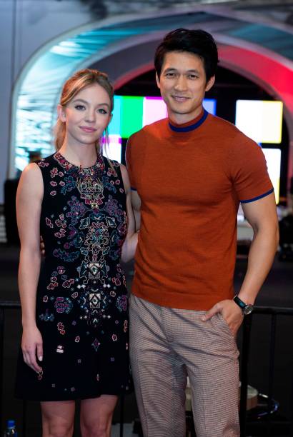 Actors Sydney Sweeney and Harry Shum Jr. Pose during the "Cocktails with the SAG Awards: A Behind-the-Scenes Experience" event at the Shrine Auditorium in Los Angeles on January 24, 2019.