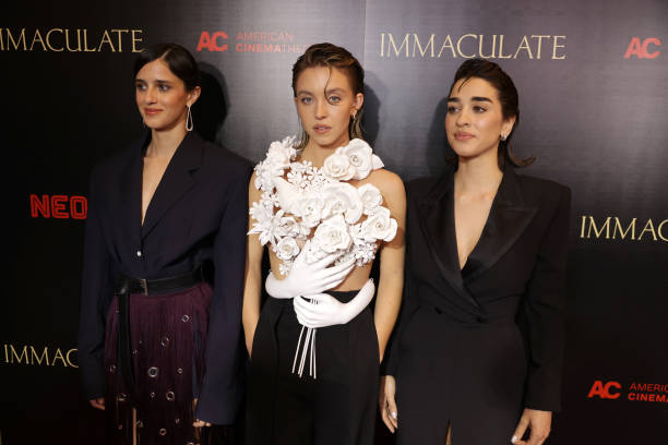 Benedetta Porcaroli, Sydney Sweeney and Simona Tabasco are seen at the Beyond Fest Premiere of Neon’s IMMACULATE at The Egyptian Theatre Hollywood on March 15, 2024 in Los Angeles, California — frame 5/10 (612×408)