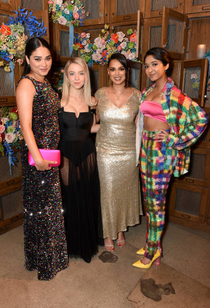 Brittany O'Grady, Sydney Sweeney, Versha Sharma, and Maitreyi Ramakrishnan attend as Teen Vogue Celebrates New Hollywood at Grandmaster Recorders on March 23, 2022 in Los Angeles, California — frame 6/7 (418×612)