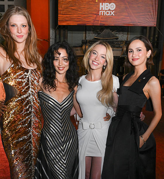 Hunter Schafer, Alexa Demie, Sydney Sweeney and Maude Apatow at HBO's "Euphoria" Season 3 Premiere held at TCL Chines...
