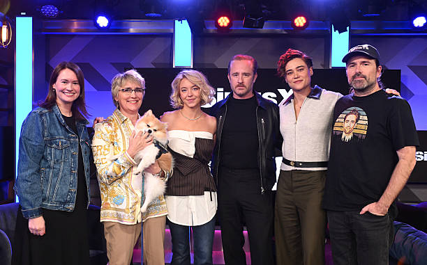 Julia Cunningham, Christy Martin, Sydney Sweeney, Christy Martin, Ben Foster, Katy M. O'Brian and David Michôd attend the cast Of "Christy" appear on SiriusXM's The Julia Cunningham Show at SiriusXM Studios on October 28, 2025 in Los Angeles, California — frame 38/40 (612×381)
