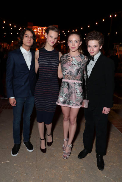 Rio Mangini, Peyton Kennedy, Sydney Sweeney and Quinn Liebling seen at Netflix original series "Stranger Things" Season 2 Premiere Afterparty on October 26, 2017 in Los Angeles, California — frame 20/20 (410×612)