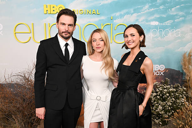 Sam Levinson, Sydney Sweeney and Maude Apatow at HBO's "Euphoria" Season 3 Premiere held at TCL Chinese Theatre on Ap...