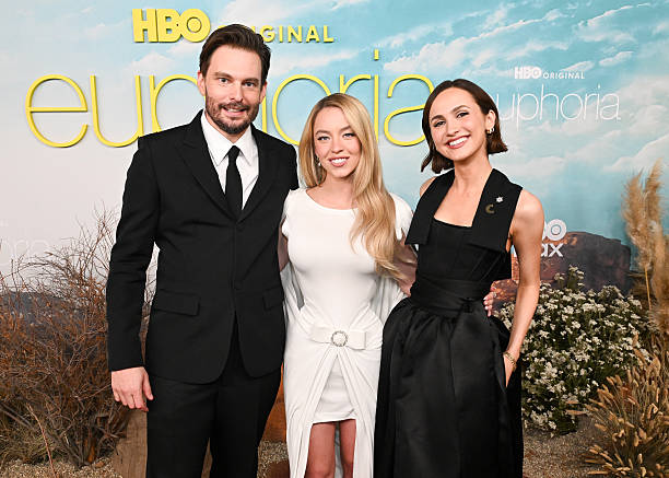 Sam Levinson, Sydney Sweeney and Maude Apatow at HBO's "Euphoria" Season 3 Premiere held at TCL Chinese Theatre on Ap...