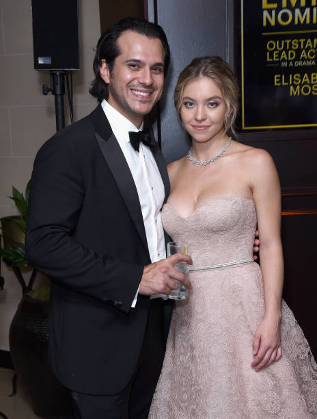 Sydney Sweeney and guest attends Hulu's 2018 Emmy Party at Nomad Hotel Los Angeles on September 17, 2018 in Los Angeles, California.