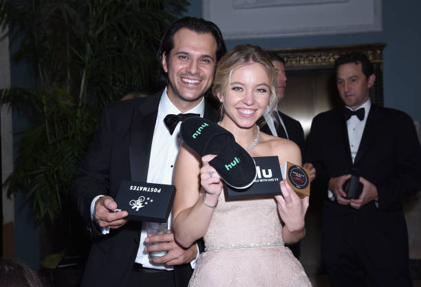 Sydney Sweeney and guest attends Hulu's 2018 Emmy Party at Nomad Hotel Los Angeles on September 17, 2018 in Los Angeles, California.
