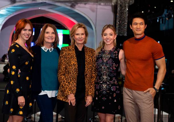 Awards Committee Member Elizabeth McLaughlin, SAG Awards Executive Producer Katy Connell, SAG AFTRA Foundation Board President Jobeth Williams, actors Sydney Sweeney and Harry Shum Jr. Pose during the "Cocktails with the SAG Awards: A Behind-the-Scenes Experience" event at the Shrine Auditorium in Los Angeles on January 24, 2019.