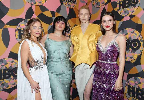 Sydney Sweeney, Barbie Ferreira, Hunter Schafer and Maude Apatow attend HBO's Official Golden Globes After Party at Circa 55 Restaurant on January 05, 2020 in Los Angeles, California.