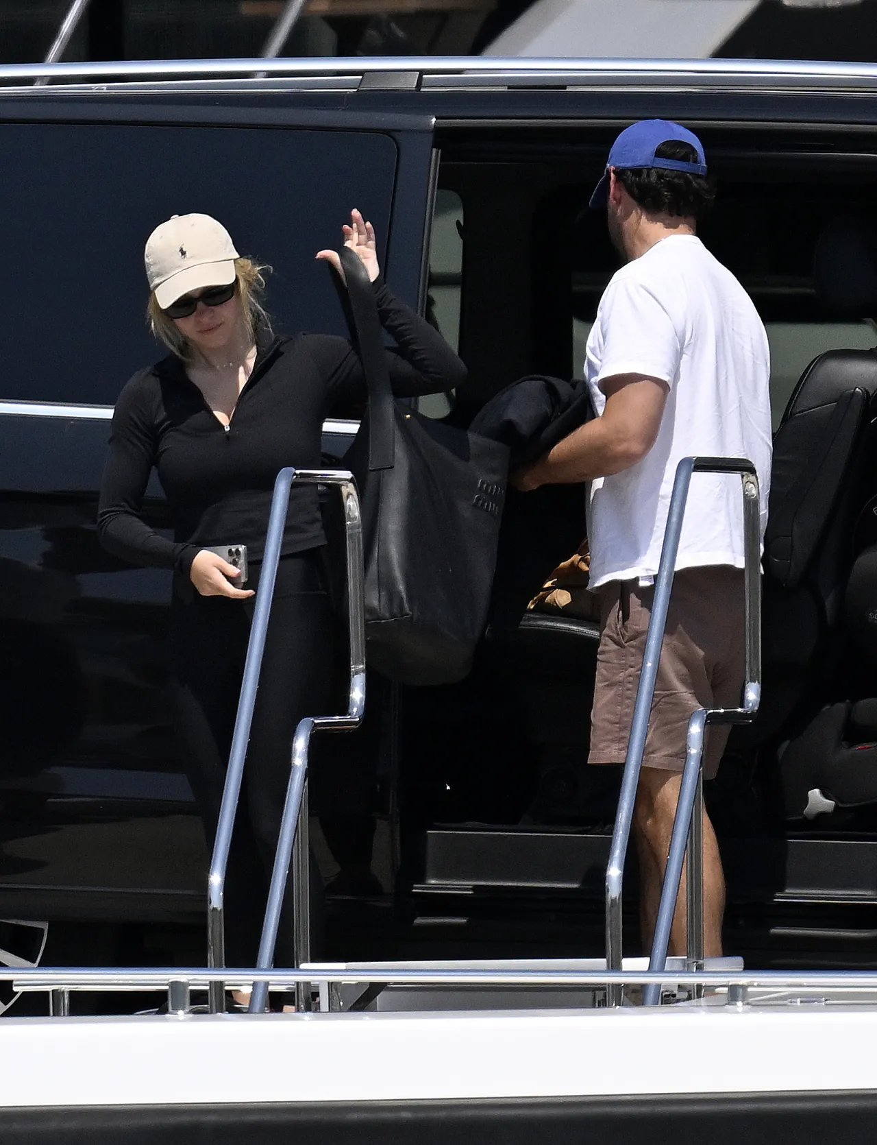 Sydney Sweeney Black Athleisure at Port of Andratx