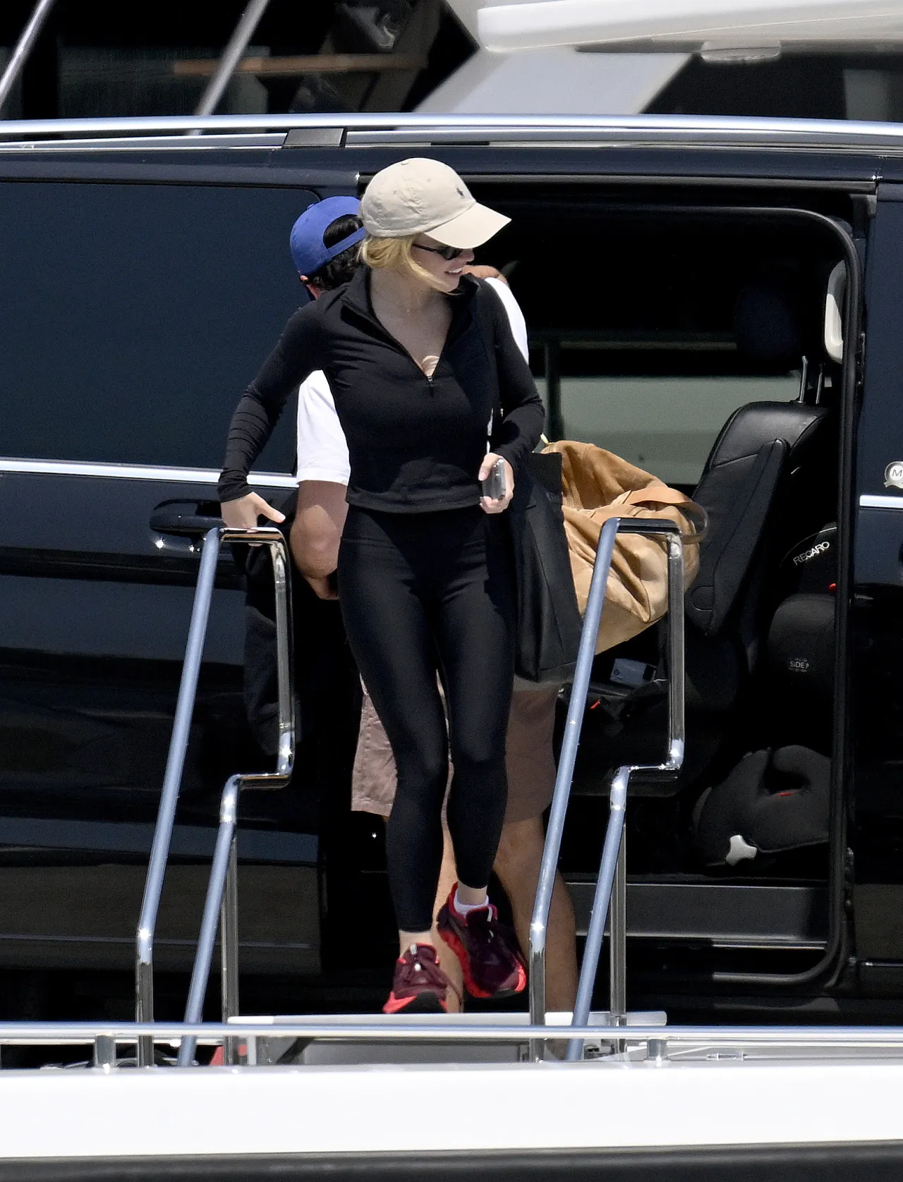 Sydney Sweeney Black Athleisure at Port of Andratx