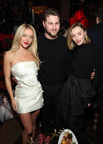 Sydney Sweeney, Cameron Fuller, and Phoebe Dynevor attend the after party for the Los Angeles premiere of Lionsgate's "The Housemaid" on December 15, 2025 in Hollywood, California — frame 190/234 (440×612)