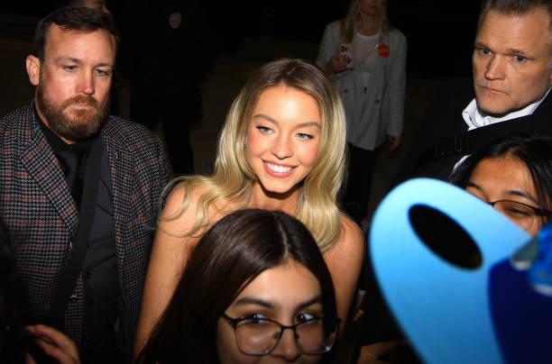Sydney Sweeney is seen at the premiere of "Madame Web" on February 12, 2024 in Los Angeles, California.