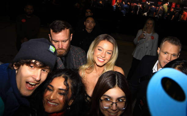 Sydney Sweeney is seen at the premiere of "Madame Web" on February 12, 2024 in Los Angeles, California.