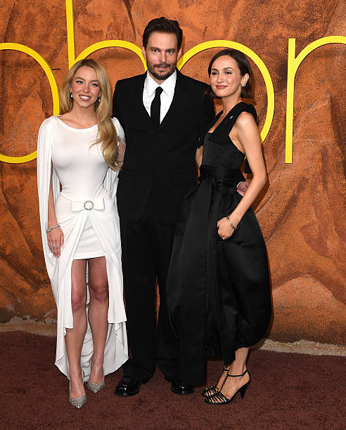 Sydney Sweeney, Sam Levinson and Maude Apatow arrives at the Los Angeles Premiere Of HBO's "Euphoria" Season 3 at TCL...