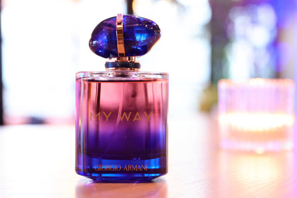 View of a perfume bottle on display during as Armani Beauty celebrates the launch of the My Way Refillable Parfum with Sydney Sweeney on April 28, 2023 in New York City — frame 52/54 (612×408)