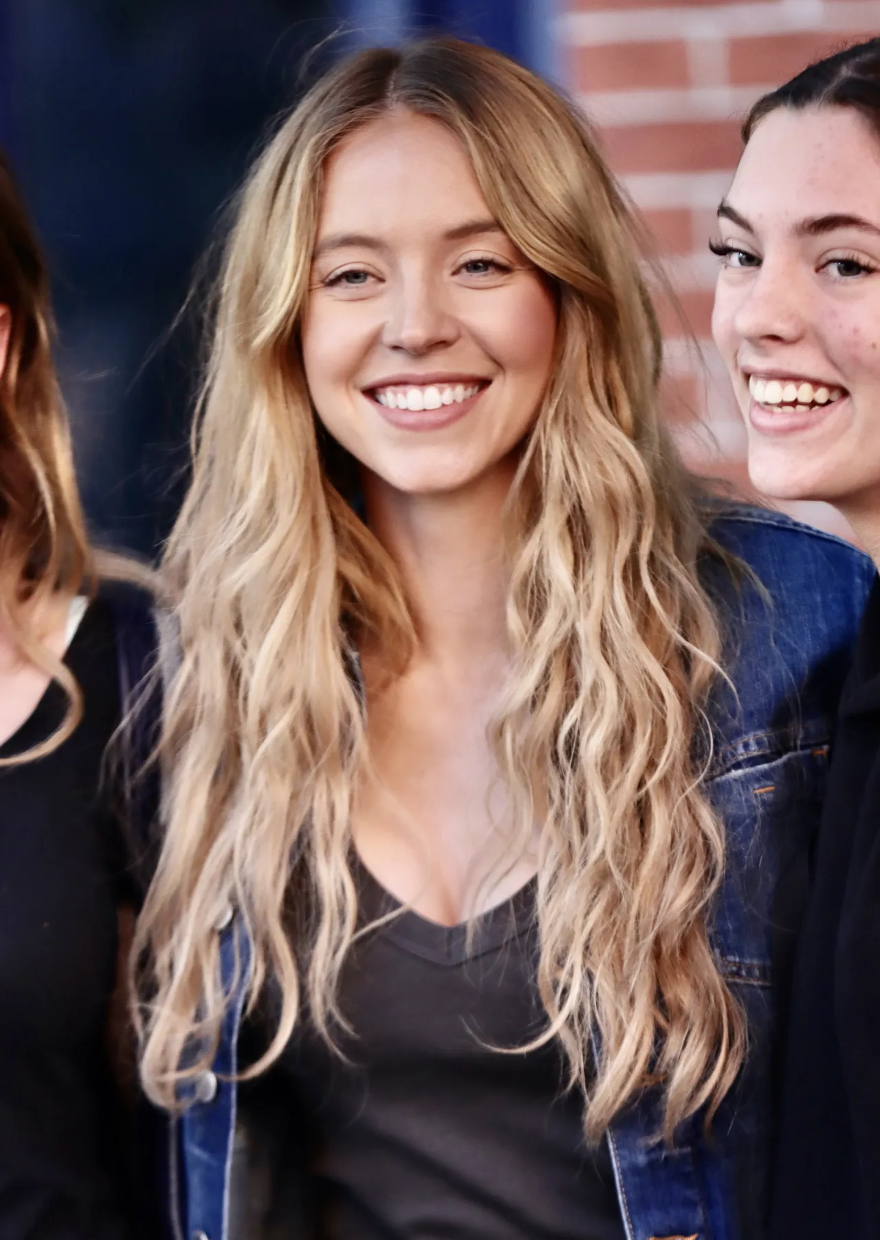 Sydney Sweeney Wears a Denim Jacket and Brown Carg