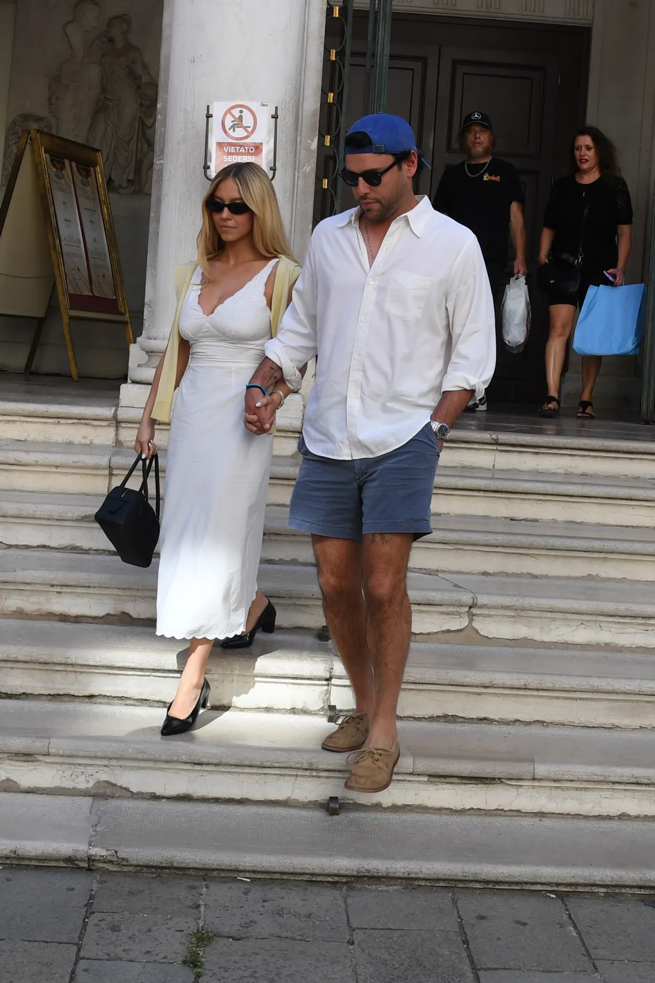 Sydney Sweeney Wears White Midi Dress on Gondola