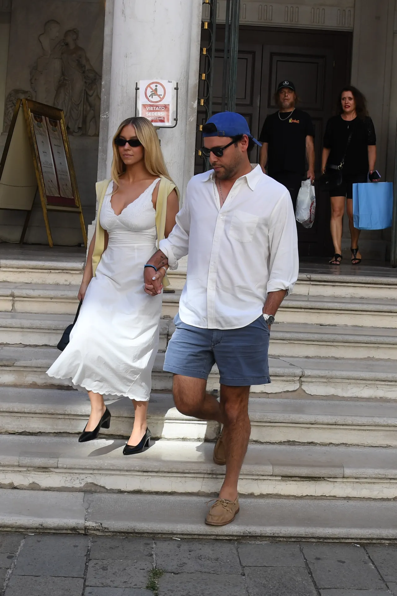 Sydney Sweeney Wears White Midi Dress on Gondola