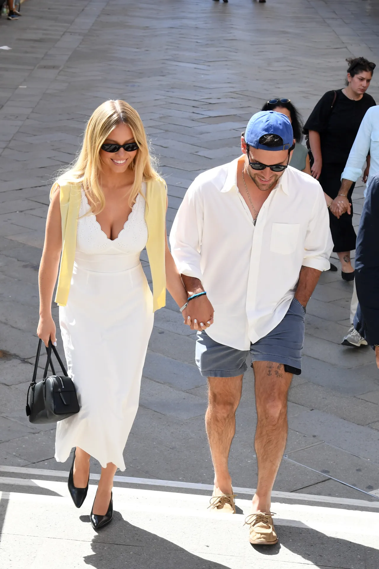 Sydney Sweeney Wears White Midi Dress on Gondola