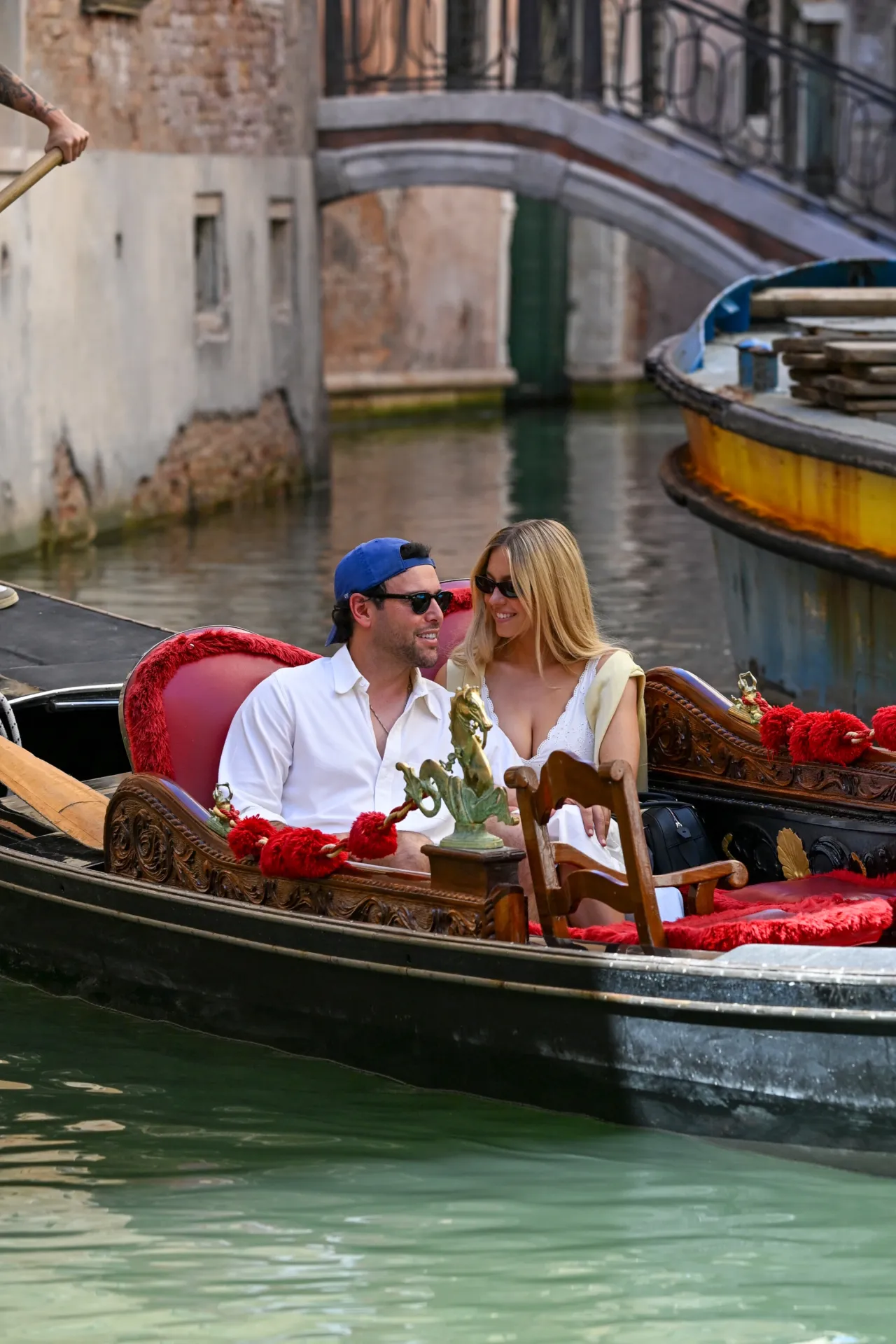 Sydney Sweeney Wears White Midi Dress on Gondola