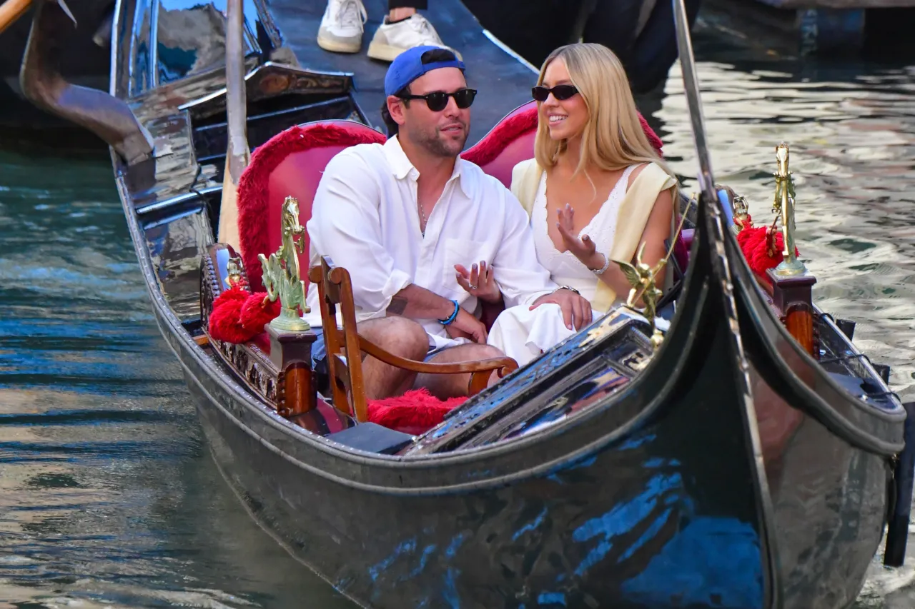 Sydney Sweeney Wears White Midi Dress on Gondola