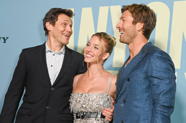 Will Gluck, Sydney Sweeney and Glen Powell at the "Anyone But You" premiere held at AMC Lincoln Square on December 11, 2023 in New York, New York.